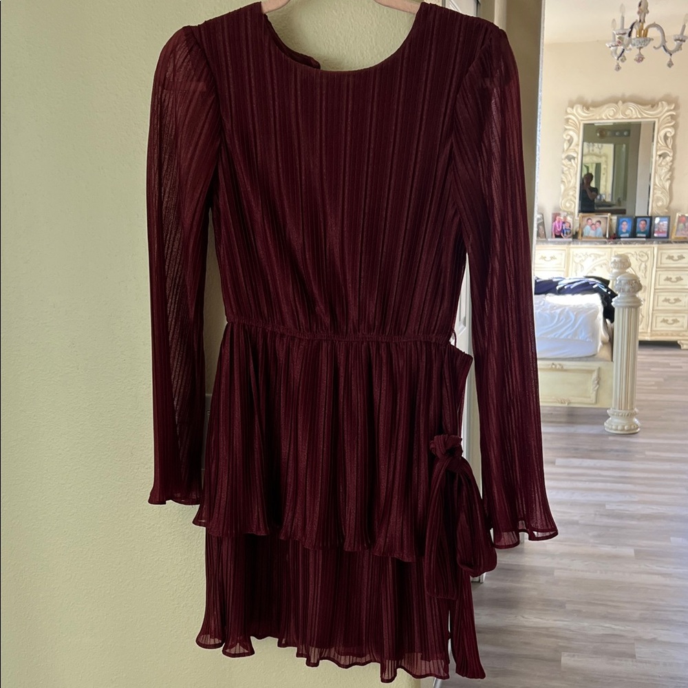 City Studio Deep Red Long Sleeve Dress
